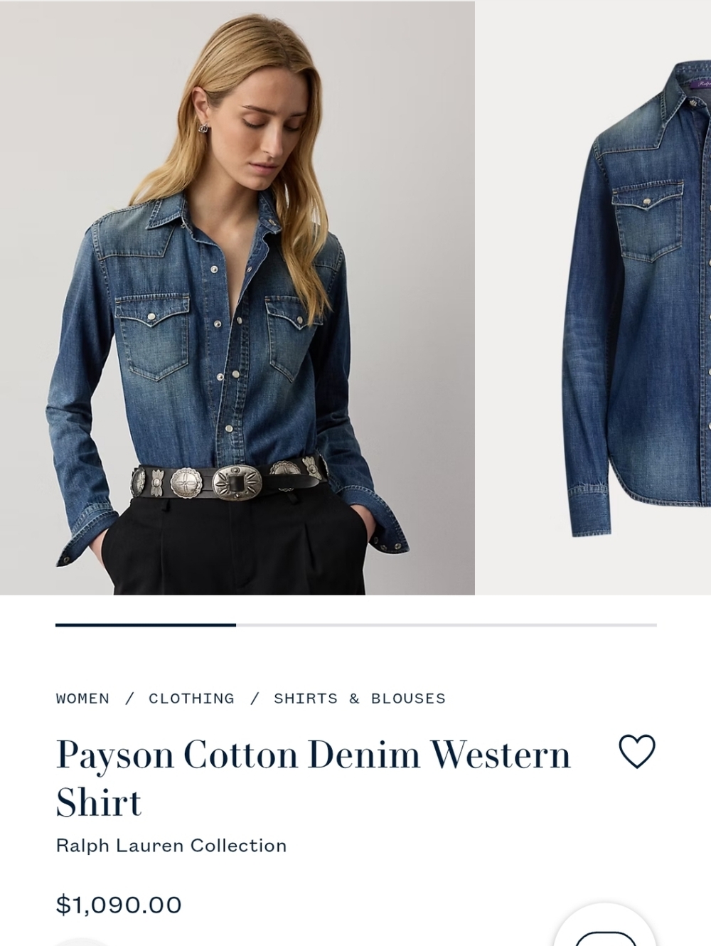Ralph Lauren Payson Cotton Denim Western Shirt - Blue